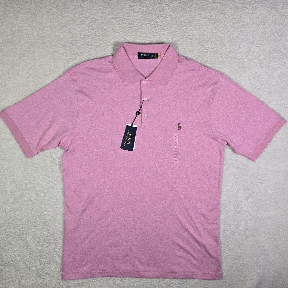 NEW Polo Ralph Lauren Mens LT Soft Cotton Polo Shirt Pink Large Tall